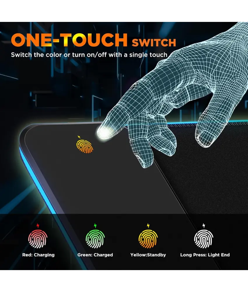 RGB Mouse Pad with Wireless Charging - 15W Power for iPhone, Android & Smartwatches
